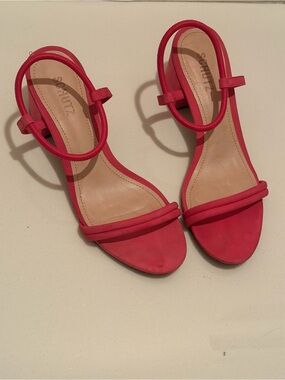 SCHUTZ Pink Open-Toe Ankle Strap Block Heels